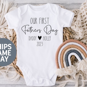 Our First Father&#39;s Day Onesie®, Our First Father&#39;s Day Baby Bodysuit, Father&#39;s Day Baby Outfit, Father&#39;s Day Baby Bodysuit, Baby Bodysuit