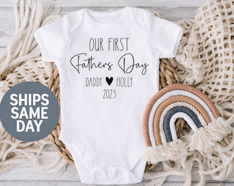 Our First Father's Day Onesie®, Our First Father's Day Baby Bodysuit, Father's Day Baby Outfit, Father's Day Baby Bodysuit, Baby Bodysuit