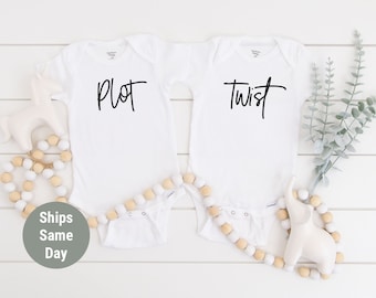 Twins Pregnancy Announcement Onesie®, Plot Twist Onesie®, Twins Pregnancy Reveal Onesie®, Cute Twin Baby Bodysuits, Two Twin Baby Shirt's