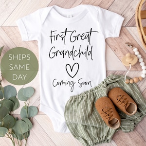 Baby Announcement Onesie® to Great Grandparents, First Great Grandchild Pregnancy Announcement Onesie®, Cute Grandchild Grandbaby Reveal