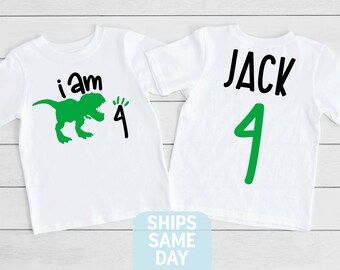 Dinosaur 4th Birthday Shirt, I am T-Rex Birthday Shirt, Dinosaur Roar Shirt, 4 Year Old Birthday Shirt, Kids Personalized Dinosaur Shirt