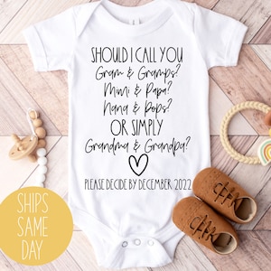 Baby Announcement To Grandparent Personalized Onesie®, Pregnancy Announcement Onesie®, Should I Call You Onesie®, Cute Grandparents Onesie®