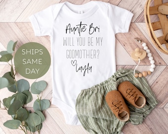 Will You Be My Godmother Personalized Onesie®, Pregnancy Announcement Onesie®, Baby Announcement Onesie®, Custom Godparent Proposal
