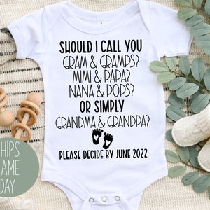 Baby Announcement To Grandparents Personalized Onesie®, Pregnancy Announcement Onesie®, Should I Call You Onesie®, Cute Grandparents Onesie®