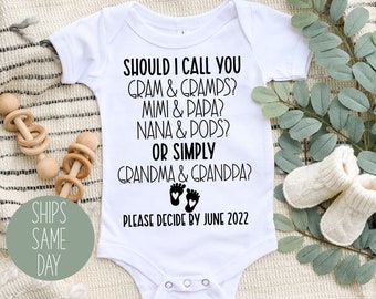 Baby Announcement To Grandparents Personalized Onesie®, Pregnancy Announcement Onesie®, Should I Call You Onesie®, Cute Grandparents Onesie®
