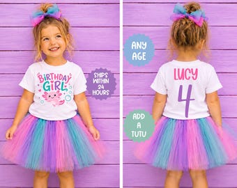 Birthday Girl Axolotl Shirt, Personalized Any Age Axolotl Birthday Tee