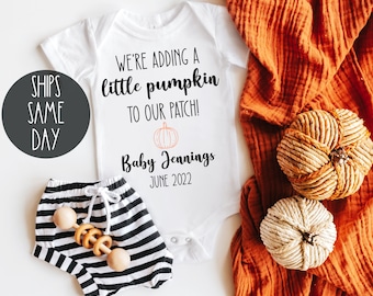 Little Pumpkin Custom Baby Onesie®, Halloween Pregnancy Announcement Onesie®, Pregnancy Announcement Onesie®, Fall Baby Announcement Onesie®