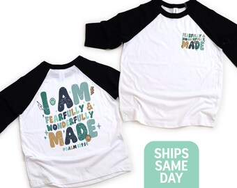 I Am Fearfully and Wonderfully Made Shirt, Christian Toddler Shirt, Bible Verse Shirt, Religious Children's Clothes, Christian Boy's T-Shirt