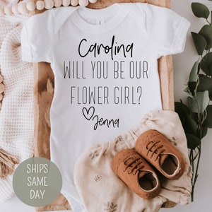 Will You Be My Flower Girl Personalized Onesie®, Wedding Party Onesie®, Flower Girl Announcement Onesie®, Custom Flower Girl Proposal