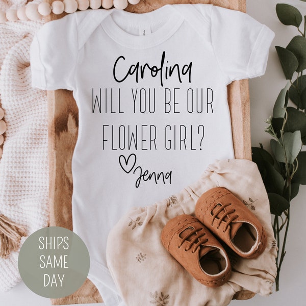 Will You Be My Flower Girl Personalized Onesie®, Wedding Party Onesie®, Flower Girl Announcement Onesie®, Custom Flower Girl Proposal