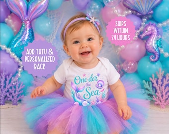 One-Der The Sea – Mermaid Birthday bodysuit, Personalized First Birthday Shirt, custom tutu, First birthday outfit, one der the sea theme