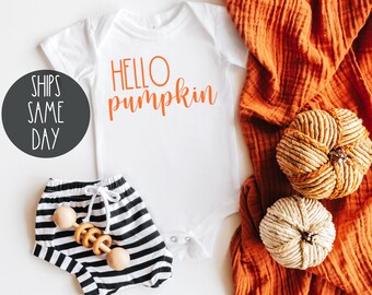 Hello Pumpkin Onesie®, Fall onesie®, Halloween onesie®, Baby Announcement Onesie®, Fall outfit, Halloween outfit, Baby Shower
