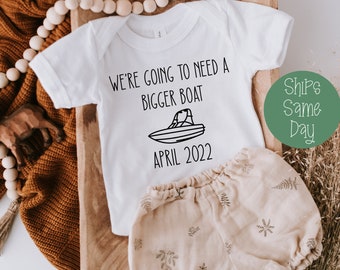 We’re Going To Need a Bigger Boat Onesie®, Boat Pregnancy Announcement, Boat Themed Pregnancy Announcement Bodysuit, Nautical Baby Reveal