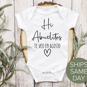 Hi Abuelitos Te Veo En Onesie®, Hola Abuelitos anuncio de bebé onesie®, Spanish Pregnancy Announcement, Grandparents Announcement Onesie®