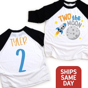 Two The Moon Toddler Birthday Shirt, Second Birthday Shirt, Space Rocket Moon 2nd Birthday Shirt, Boys Girls Personalized Name Shirt