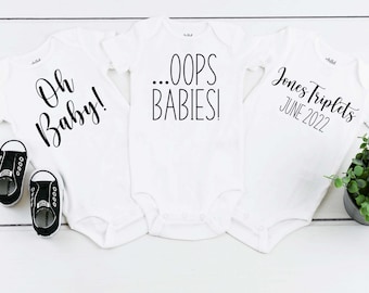 Triplet Babies Announcement Onesie®, Oh Babies Personalized