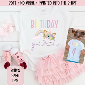 Unicorn Birthday Girl Shirt | Rainbow Birthday Shirt for Girls | Unicorn Birthday Outfit | Toddler Birthday Shirt Girl Birthday Tee Any Age Bild 1