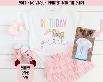 Unicorn Birthday Girl Shirt | Rainbow Birthday Shirt for Girls | Unicorn Birthday Outfit | Toddler Birthday Shirt Girl Birthday Tee Any Age