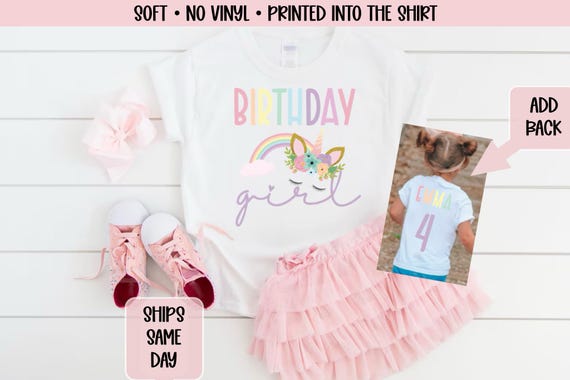 Unicorn Birthday Girl Shirt | Rainbow Birthday Shirt for Girls | Unicorn Birthday Outfit | Toddler Birthday Shirt Girl Birthday Tee Any Age