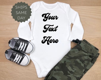 Custom Text Baby Onesie, Personalized Baby Shower Gift