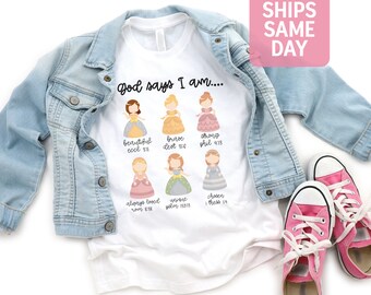 God Says I Am Toddler Shirt: Christian Bible Verse Girls T-Shirt
