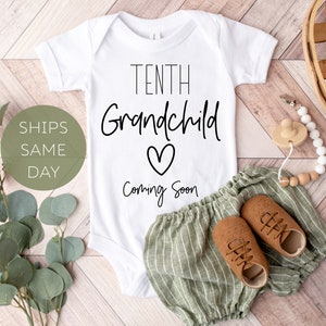 Baby Announcement Onesie® to Grandparents, Tenth Grandbaby Pregnancy Announcement Onesie®, Cute Baby Announcement, Grandparent Reveal