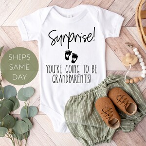 Baby Announcement to Grandparents Onesie®, Pregnancy Announcement Onesie ®, Surprise Grandparents Baby Announcement, Funny Cute Baby Reveal