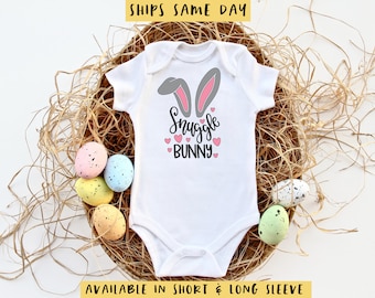 Snuggle Bunny Onesie®, Funny Baby Easter Bodysuit, Cute Baby Shower Gift, Toddler Easter Bunny Shirt for Girl or Boy