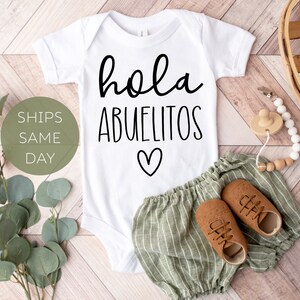 Hola Abuelitos Spanish Onesie® Latin Onesie® Pregnancy Announcement Onesie® Spanish Baby Annoucement, Baby Reveal