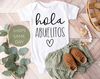 Hola Abuelitos Spanish Onesie® Latin Onesie® Pregnancy Announcement Onesie® Spanish Baby Annoucement, Baby Reveal