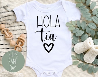 Hola Tia anuncio de bebé onesie®, Hola Tia onesie®, Spanish Pregnancy Announcement Onesie®, Aunt Announcement Onesie®, Futuros Tia