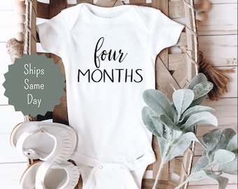 Month Birthday Onesie®, Milestone Baby Clothes, Four Month Birthday Bodysuit, Month Birthday, Four Month Old Onesie®