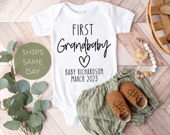 Baby Announcement Onesie® to Grandparents, First Grandbaby Personalized Pregnancy Announcement Onesie®, Cute Baby Announcement Reveal