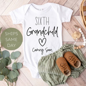 Baby Announcement Onesie® to Grandparents, Sixth Grandbaby Pregnancy Announcement Onesie®, Cute Baby Announcement, Grandparent Reveal