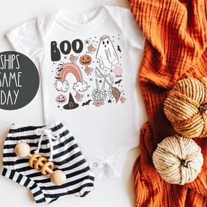 Halloween Baby Toddler Shirt, Boo Halloween Spooky Rainbow Ghost Bodysuit, Happy Halloween Kids Shirt - Youth, Toddler, Kids, & Baby Shirts
