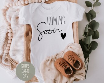 Coming Soon Onesie®,  Personalized Baby Announcement, New Baby Announcement, Pregnancy Announcement, Baby Coming Soon Baby Reveal Onesie®