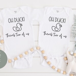 Twins Pregnancy Announcement Onesies®, Oh Duck There's Two of Us Twin Onesies®, Funny Twins Pregnancy Reveal ,Cute Twin Baby Reveal Onesie®