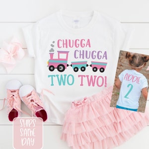 Girls Train Birthday Shirt, 2nd Birthday Shirt, Chugga Chugga Two Two Birthday Shirt, Personalized Train Birthday Shirt for Second Birthday