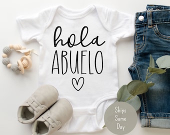 Hola Abuelo Baby Onesie, Spanish Pregnancy Announcement