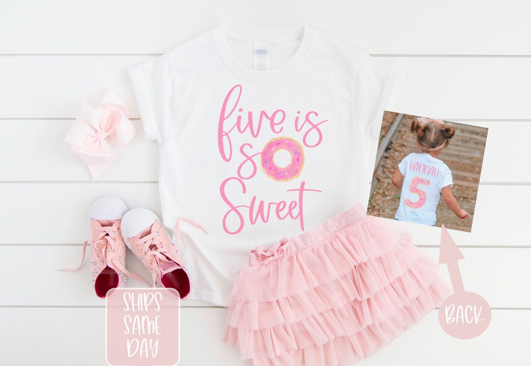 Donut Birthday Shirt, 5 Year Old Personalized Birthday Shirt, 5 is so
