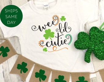 St. Patrick's Day Shirt, Wee Lil Cutie St. Patrick's Day Shirt, Toddler St. Patrick's Day Shirt, Cute Girls or Boys St. Patty's Kids Shirt