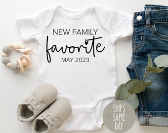 New Family Favorite Funny Baby Announcement Personalized Onesies®, Cute Family Favorite Pregnancy Reveal, BOHO Baby shirt, Baby Shower Gift