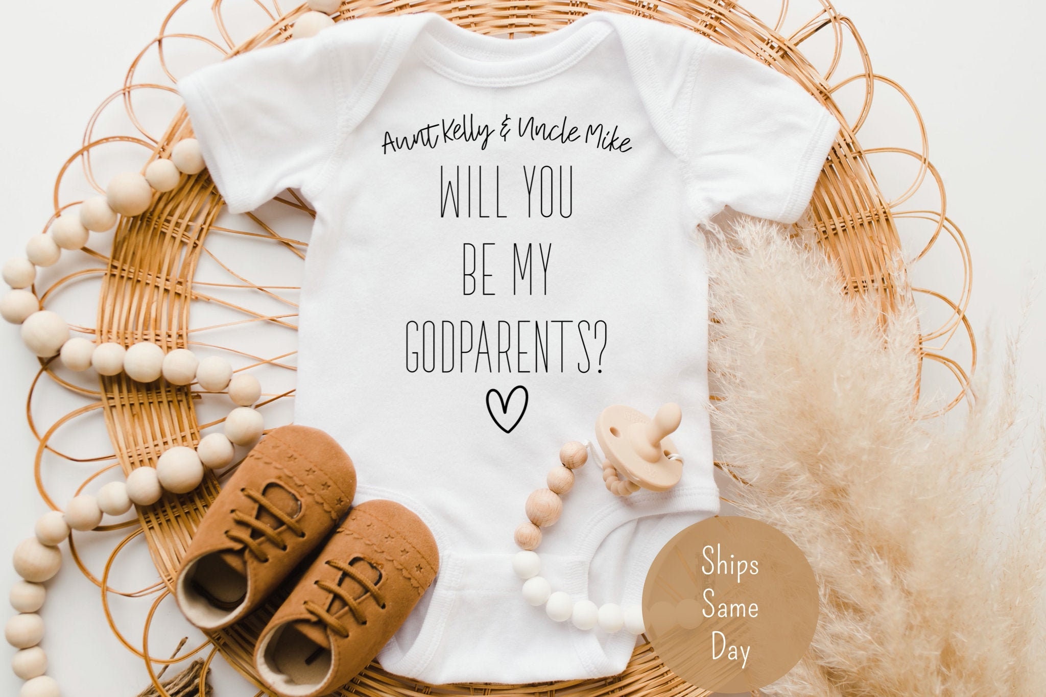 Will You Be My Godparents Personalized Onesie®, Baby Announcement Onesie®, Pregnancy Announcement Onesie®, Cute Godparent Proposal Shirt