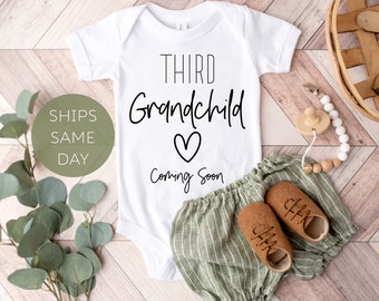 Baby Announcement Onesie® to Grandparents, Third Grandbaby Pregnancy Announcement Onesie®, Cute Baby Announcement, Grandparent Reveal