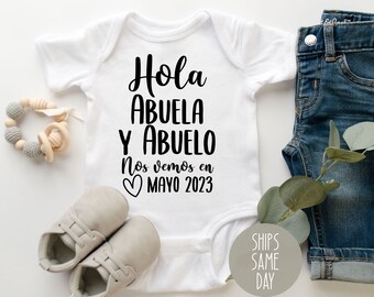 Hola Abuelitos anuncio de bebé onesie®, Spanish Pregnancy Announcement Onesie®, Grandparents Announcement Onesie®, Futuros Abuelitos