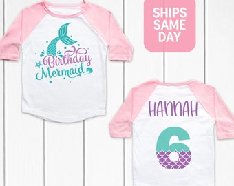 Mermaid Birthday Girl Shirt, 6th Birthday Party Tee