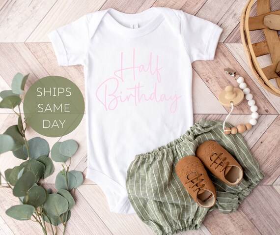 Half birthday onesie girl hotsell