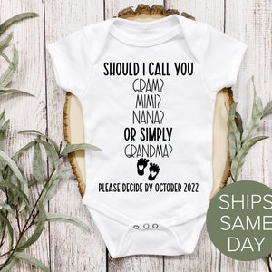 Baby Announcement To Grandparent Personalized Onesie®, Pregnancy Announcement Onesie®, Should I Call You Onesie®, Cute Grandma Onesie®