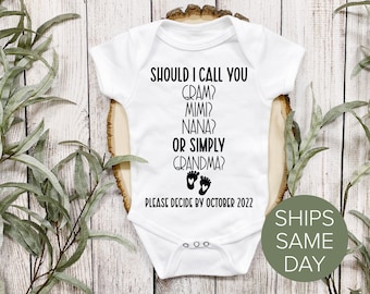 Baby Announcement To Grandparent Personalized Onesie®, Pregnancy Announcement Onesie®, Should I Call You Onesie®, Cute Grandma Onesie®