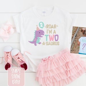 Dinosaur Birthday Shirt, Roar I&#39;m Two A Saurus Second Birthday Shirt, Dinosaur Party, Boy or Girl 2 Year Birthday Shirt, TWO-A-SAURUS Tshirt
